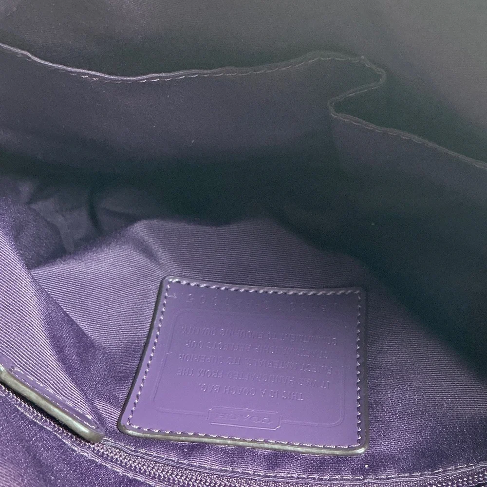 Coach F21905 Purple Khaki Signature Stripe Duffle Fabric Crossbody Shoulder‎ Bag